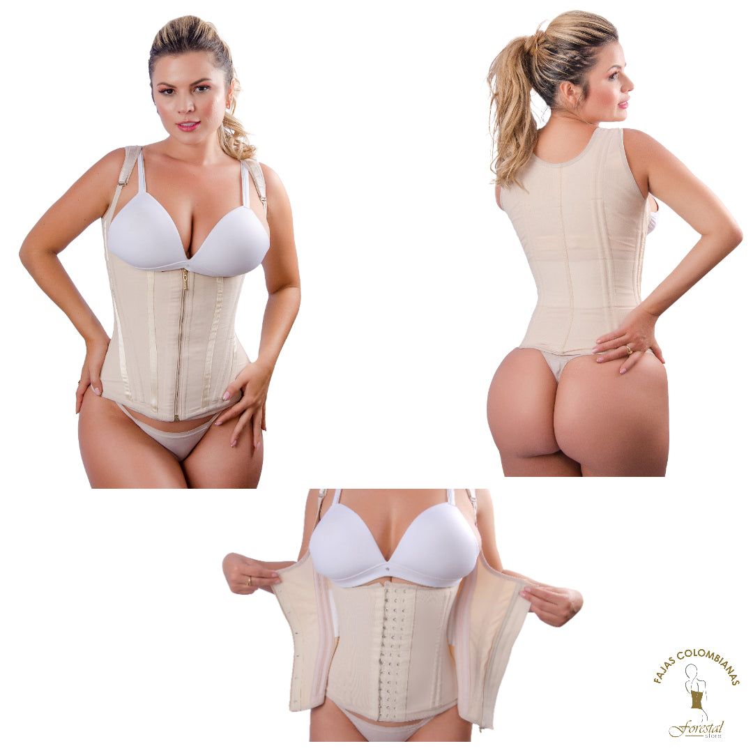 4140- Waist Trainer for Women Tummy Control Workout Faja Body Shaper Anti-roll 17 Bones Support, Inner 3 Hooks Outer Zipper Adjusted Compression, 5-Position Wide Straps, for Workout & Postpartum