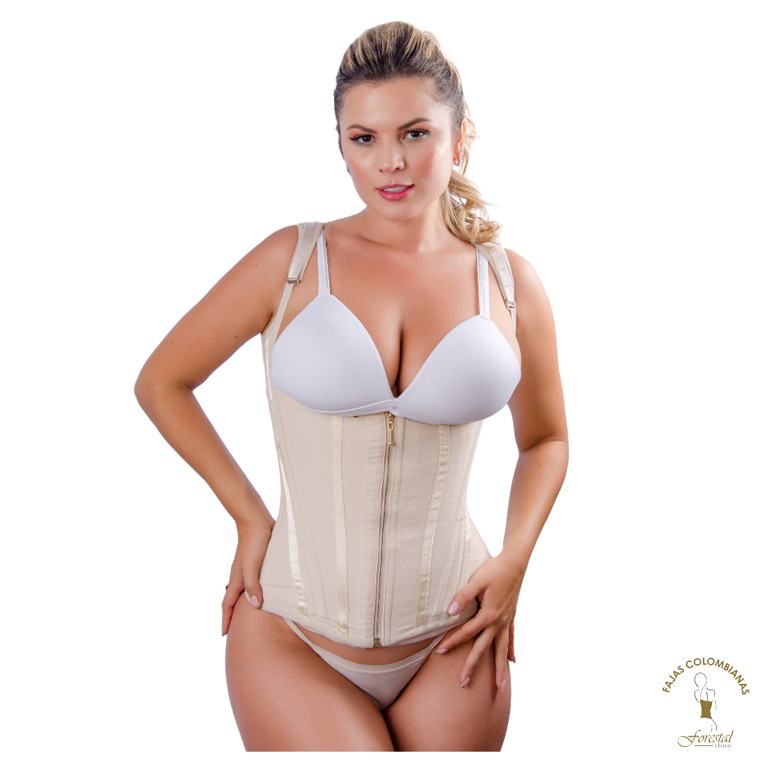 4140- Waist Trainer for Women Tummy Control Workout Faja Body Shaper Anti-roll 17 Bones Support, Inner 3 Hooks Outer Zipper Adjusted Compression, 5-Position Wide Straps, for Workout & Postpartum