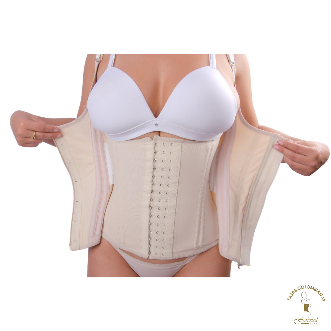 4140- Waist Trainer for Women Tummy Control Workout Faja Body Shaper Anti-roll 17 Bones Support, Inner 3 Hooks Outer Zipper Adjusted Compression, 5-Position Wide Straps, for Workout & Postpartum
